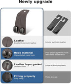 Luxurious Leather Car Purse Holder Hooks - 2PCS Multifunctional Headrest Hangers for Seat Back Storage (Brown)