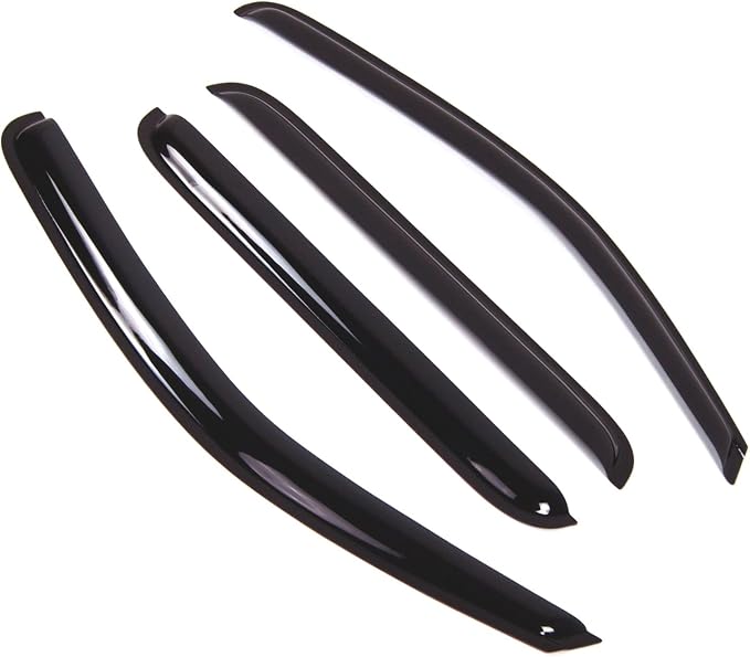 WD2-340 Dark Smoke 4 Pcs Set Window Visor (Outside Mount) Deflector Rain Guard Compatible with 2005-2016 Nissan Frontier Crew Cab
