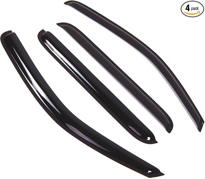 Outside Mount Window Vent Visors Rain Guards Compatible with Nissan Frontier Crew Cab 2005-2016 | Side Window Wind Deflectors Rain Shields | Smoke Tinted, 4 Pcs Set, DGWV-340