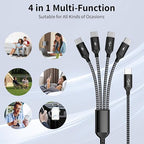 USB C Splitter Multi Charging Cable 3Pack, Dual Type C Charger Cord,4 in 1 Multiple Nylon Braided Cable with 4 Type-C Connectors Compatible with iPhone 17 16 Pro Max/Galaxy/Tablets/Google 5FT