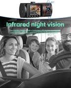 Dash Cam Front Rear and Inside, 3 Channel Dual Dash Camera for Cars W/ 64GB Card,1080P Dashcam Front with Night Vision,Loop Recording,G-Sensor,24H Park Monitor
