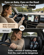 OTTOCAST Cabin Care Baby Car Camera 2026,Uses Your Car's Built-In Screen,No Extra Screen Needed,Split Screen for CarPlay and Baby View,No-Glow Night Vision,Plug&Play,150°Wide Angle(No Android Support)