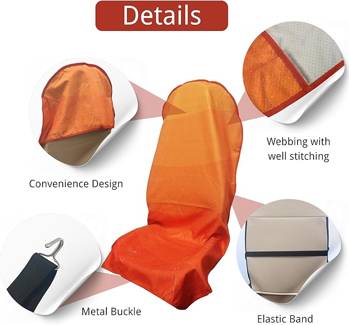 Waterproof Car Seat Cover for Front Seats, Protector for Cars SUVs Trucks, Sweat Towel Seat Covers Bucket for Gym,Workout,Beach,Hiking,Running Swimming(Orange, 1PC)