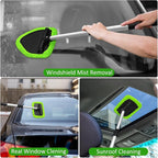 20 Pieces Windshield Cleaner Tool, Inside Car Windshield Cleaning Tool with 12 Microfiber Pads, 4 Spray Bottle, and Extendable Handles Car Window Cleaning Tool Kit, Green