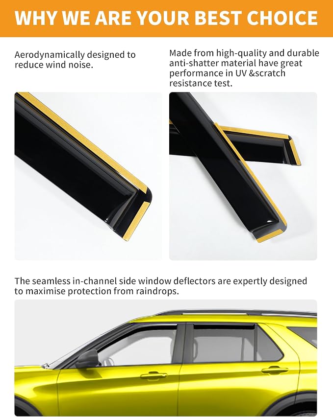 in-Channel Window Rain Guards Fit for Honda CR-V CRV 2023-2026 C-RV Extra Durable Rain Guard Window Deflectors Vent Visors Vent Shades Exterior Car Accessories- 4 pcs