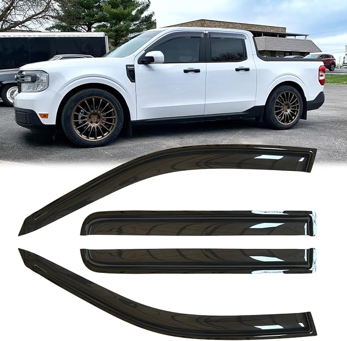 4pcs Original Shatterproof Rainproof Side Window Wind Deflectors for 2022-2024 Ford Maverick,Outside Mount Rain Guard Sets,Nice Looking Window Visors for Cars,Vent Deflector for Maveric 22-24 94182