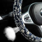 Brown Japanese Style Flower Steering Wheel Cover Auto Embroidery Steering Wheel Protector, Anti-Slip, Breathable, Absorbing Sweat, Universal Car Accessories 14.5–15 inch,Fit for Most Car, Trucks, SUV