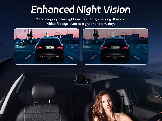 P1 Duo 4K Dash Cam Front and Rear, 64GB SD Card, 4K+1080P Dual Dash Camera for Cars, Wi-Fi & App Control, 1.5’ IPS Display Car Camera, Voice Control, Night Vision, 24H Parking Mode, G-Sensor