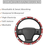 Christmas Steering Wheel Covers Xmas Decor Car Accessories Cartoon Santa Claus Car Steering Wheel Covers Anti-Slip Soft Grip 14-15 inch Stretch-on Steering Wheel Protector Rrd