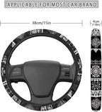 American Tribal Geometric Pattern Steering Wheel Cover with a Diameter of 15" for Van Car SUV Truck Full Surround Auto Steering Wheel Protector Steering Wheels Accessories