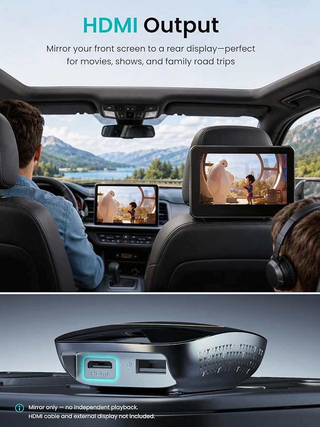 Wireless CarPlay Adapter, Magic AI Box with HDMI Output | CarPlay Wireless Adapter, Wireless Android Auto, Dual Wi-Fi, Split Screen, Smoother App switching, HDMI Mirroring, CB4DT-BK