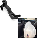 Hard Hat Holder for Truck Seat, Headrest Hook Hanger for Hardhat and Safety Vest Storage, No-Tool Twist-On PPE Organizer for Construction, Utility, Linemen, Miners, Black