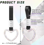 Bling Car Accessories Bling Heart Handle Ring Car Accessory for Women Hearts Hand Strap Drift Charm Rear Bumper Warning Ring Decor for Auto Interior Exterior Decoration(Colorful,Heart Style)