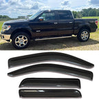 Tape on Window Visors rain Guards Vent Deflectors Rain Guards Compatible with 2009-2014 Ford F-150 SuperCrew (Crew) Cab, Side Window Deflector Vent Rain Guard Sun Shade Truck Accessories 4PCS 94155