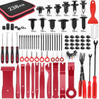 238Pcs Trim Removal Tool, Auto Push Pin Bumper Retainer Clip Set Fastener Terminal Remover Tool Adhesive Cable Clips Pry Kit Car Panel Radio Removal Auto Clip Pliers