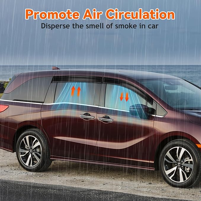 4pcs Smoke Tint Window Visors Compatible with 2018-2025 Honda Odyssey, Set of 4 Front+Rear Sun Rain Guard Vent Outside Mount Tape On Style Acrylic