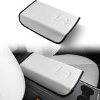Center Console Leather Armrest Cover Designed for Tesla Model 3 2017-2023/Model Y 2020-2025(Not for Model Y Juniper),Center Console Accessories for Tesla Model 3/Y Interior Accessories White