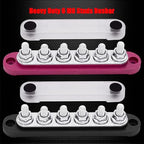 6 x M8 (5/16") Studs Power Distribution Block Bus Bar 12V, 5.9" HD 200A Marine BusBar Battery Distribution Block W/Cover for Car Boat Solar (Red & Black)