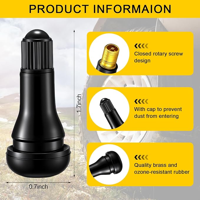 200 Pieces TR413 Valve Stems Tubeless Bulk Rubber Snap-in Valve Stems for 0.453 Inch Rim Holes, Black Standard Length Replacement Tool for Car Tubeless Replacement