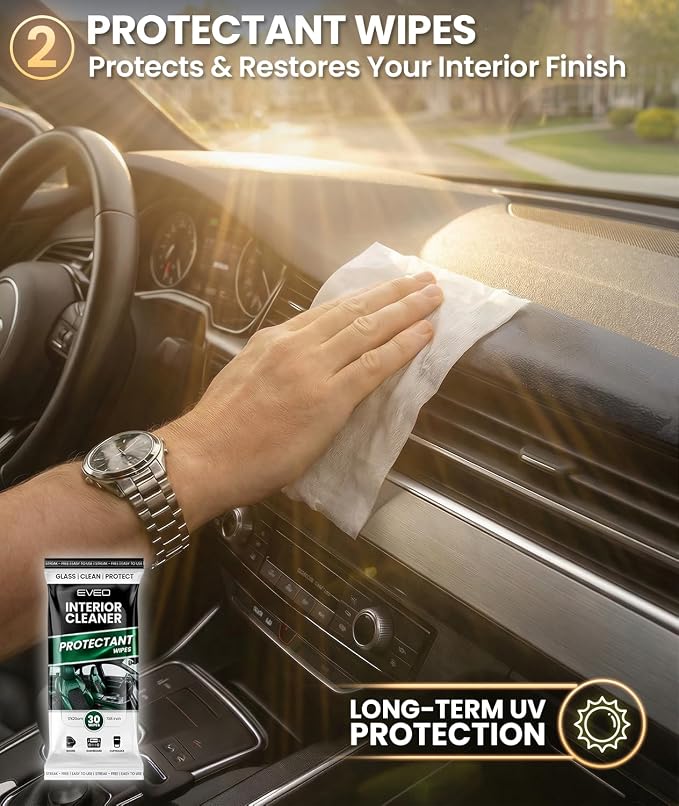 Car Wipes Interior Cleaning Kit -3-in-1 Car Cleaning Wipes Car Interior Wipes | Interior Car Wipes, Car Cleaning Kit Interior & Exterior - Protectant, Glass and Cleaning All Surfaces (90 Wipes)
