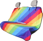 Back Seat Cover for Car Trucks Van SUV Jeep,Waterproof Rear Bench Towel Seat Covers for Dogs and Kids,Automotive Backseat Protector (Rainbow)