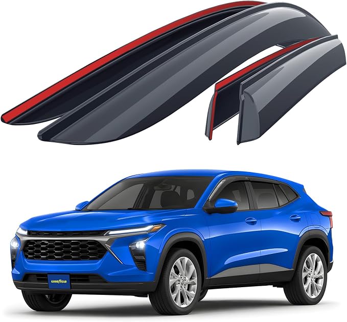 Goodyear Shatterproof Window Deflectors for Chevrolet (Chevy) Trax 2024-2026, Tape-on Rain Guards, Window Visors, Vent Deflector Visor, Car Accessories, 4 pcs. - GY008928