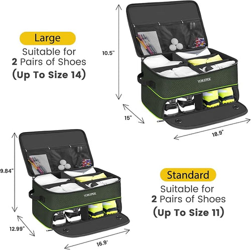 2 Layer Golf Trunk Organizer, Golf Gifts for Men with Separate Ventilated Compartment for 2 Pair Shoes, Waterproof Car Trunk Locker for Balls, Tees, Clothes, Gloves, Gifts for Golfers