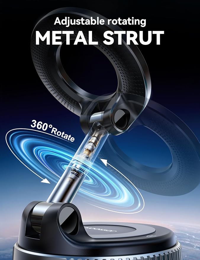 Magsafe Car Mount, Car Mount for iPhone with Strong Magnet, 360° Metal Strut Vacuum Suction Cup Phone Mount for iPhone 17 Air Pro Max/16 15 14 13 12 Series& Android Magsafe Case, Dark Blue