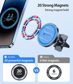 for MagSafe Car Mount [Upgraded Strongest Magnet Power] Magnetic Phone Holder for Car Vent 360 Adjustable Magnetic Car Phone Holder Mount for iPhone 17 Air Pro Max 15 14 13 12 Plus Mini, Blue