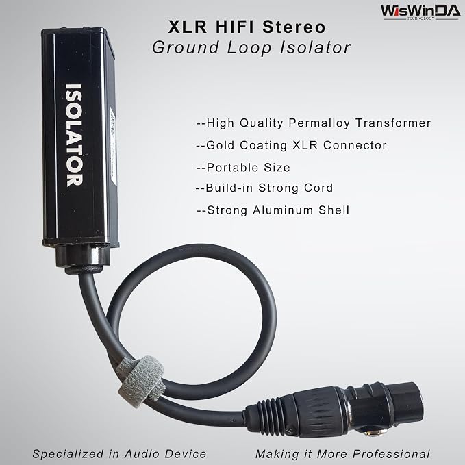 XLR Ground Loop Isolator Hum Eliminator for Home Stereo System/Speaker/Car Audio/Car Kit/Audio Player (Eliminate The Buzzing Noise) (XLR-HiFi Stereo with Cord)