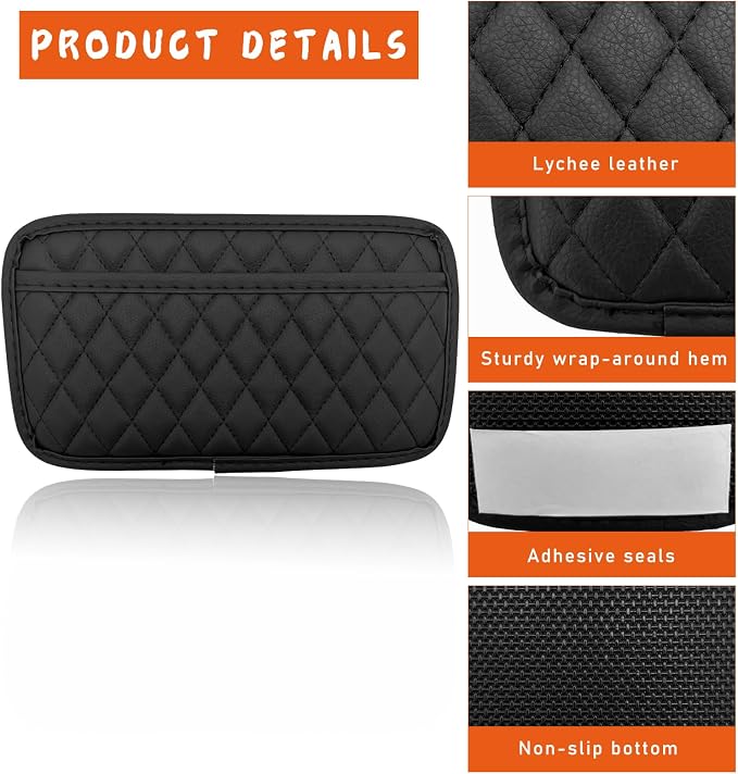 2PCS Car Side Pocket Organizer, Leather Auto Seat Storage Bag for Cell Phone Sunglasses, Waterproof Document Holder Tray Pouch for Vehicle Seat Gap Filler, Car Accessories (Large)