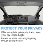RV Windshield Cover Compatible with Class C Ford 1997-2026, UV Block Offer Complete Privacy with Light Preserves Interior (White Color with Mirror Cutouts)