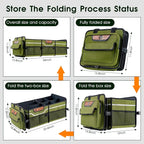 Car Trunk Organizer for SUV, Heavy Duty Waterproof Trunk Organizer, Foldable Collapsible Car Organizer with Cooler, Multi-Compartment Large Trunk Organizer (95L), Green-M003