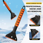 Professional Ice Scraper and Snow Brush for Cars, 2-in-1 Winter Snow Removal Tool with Ergonomic Foam Grip, ABS Ice Chopper for Windshield, Window, and Vehicle Snow Cleanup (Orange 2PC)