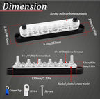 250A Bus Bar 12V Marine 1/4" Power Distribution Block Automotive Busbar Terminal Block,Battery Buss Bar (Pair, Red & Black) 6 x 1/4"+10 x #8 Screws Terminals