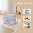 Floral Fabric Storage Basket Car Interior Storage Basket Underwear Sundries Laundry Baskets Supplies Home Organizer Bag (blue bow)