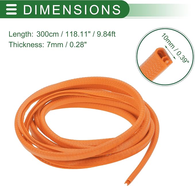 Universal Car Door Edge Protective Sealing Strip U-Type Door Scratch Protection Guard, 9.84ft 300cm, Anti-scratch Collision, PVC Iron, Orange