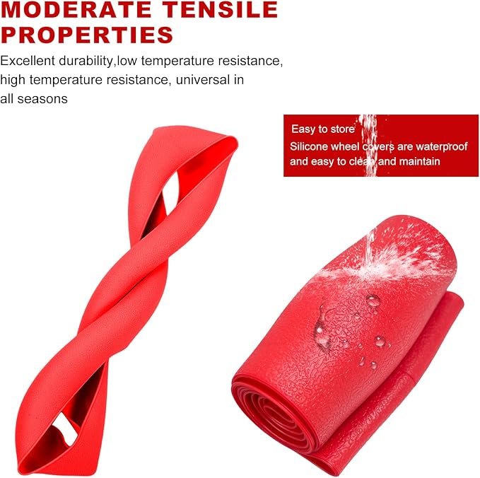 Car Steering Wheel Cover, 13 to 14.17 inches Anti-Slip Silicone Steering Wheel Protector, Soft Flexible Shock-Absorbent Steering Wheel Protective Cover for Most Car Models (Red)