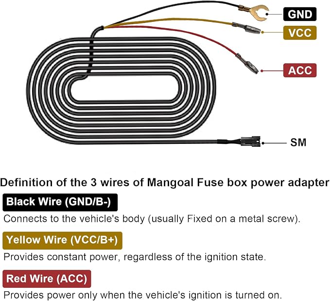 mangoal Fuse Box Power Adapter Dash Cams, Upgrade Parking Monitoring, Hardwire Wire Kit Accessories(8.20 ft, Applicable to Vehicle Other Than Mercedes Benz)