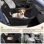 Elevated Dog Car Seat, Dog Booster Car Seats for Small & Medium Breeds Up to 35lbs, Fully Detachable and Washable, Memory Foam Pet Carseat with 2 Storage Pockets & 3 Safety Belts, Black