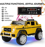 JOYLDIAS Kids Ride On Cars, Licensed Mercedes-Benz Maybach G650S, 12V7AH Battery Powered Toy Electric Car for Kids W/LED Underglow Lights,Remote Control,2 Motors,3 Speeds,Music,Bluetooth,Horn, Yellow