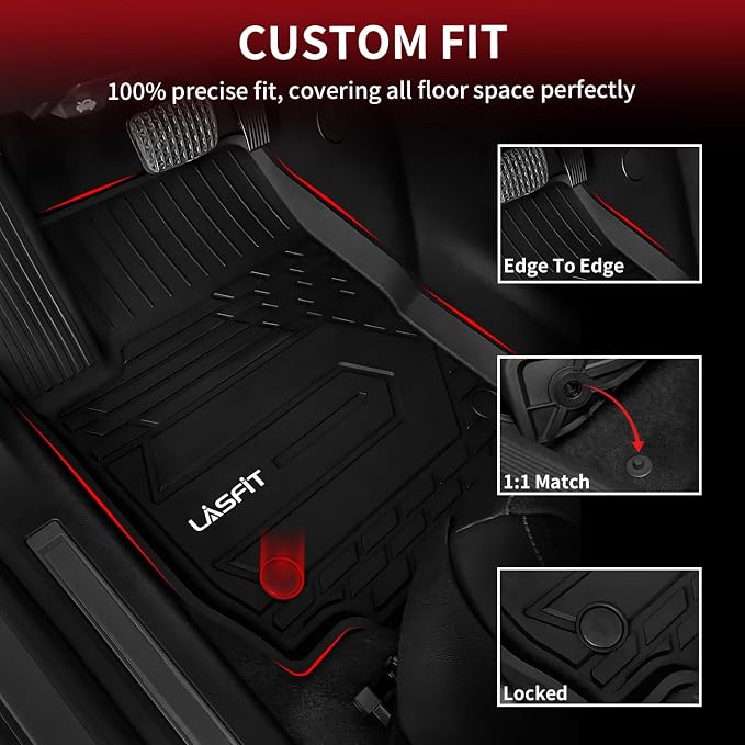 Floor Mats for Chevrolet Chevy Equinox/GMC Terrain Car Mats 2018-2024 (Not Fit Equinox Ev), All Weather TPE Custom Fit Automotive Floor Mats for Cars, 1st and 2nd Row Car Floor Mats Full Set