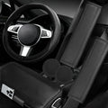 6 PCS Car Steering Wheel Cover Set, Microfiber Leather Steering Wheel Covers Universal 14.5-15 inch, Center Console Cover, Seat Belt Cushion, Cup Holder Coaster, Car Accessories Set Black