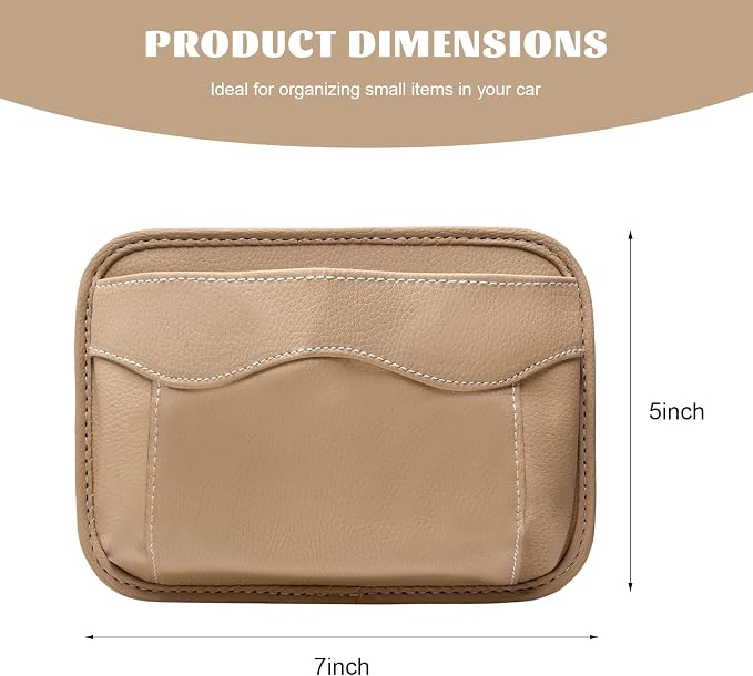 Car Seat Side Pocket Organizer, Multifunctional Auto Console Door Window Side Pocket Seats Storage Pouch, Leather Seat Gap Filler Organizer Pen Phone Holder for Most Vehicles (Beige)
