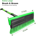 56 Inch Truck Snow Brush Scraper Long Handle, Heavy Duty Extendable Snow Broom for SUV, Windshield Ice Scraper with Foam Grip for Car Automobile Vehicle Window - Green