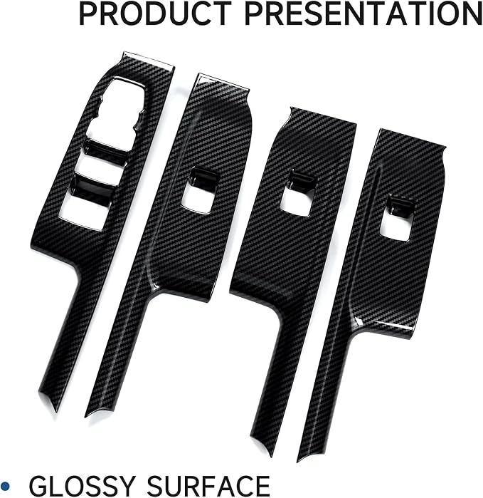 Car Carbon Fiber ABS Window Lift Switch Panel Sticker Cover Interior Trim Decal for 2019-2025 Chevy Silverado | for GMC Sierra 2019-2021 1500 2500 3500 HD Accessories (Crew Cab)