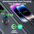 [Apple MFi Certified] iPhone Car Charger Fast Charging, 4.8A USB Power Cigarette Lighter Car Carplay Charger Adapter with 6FT Coiled Lightning Cable for iPhone 14 13 12 11 XS XR X 8 SE iPad