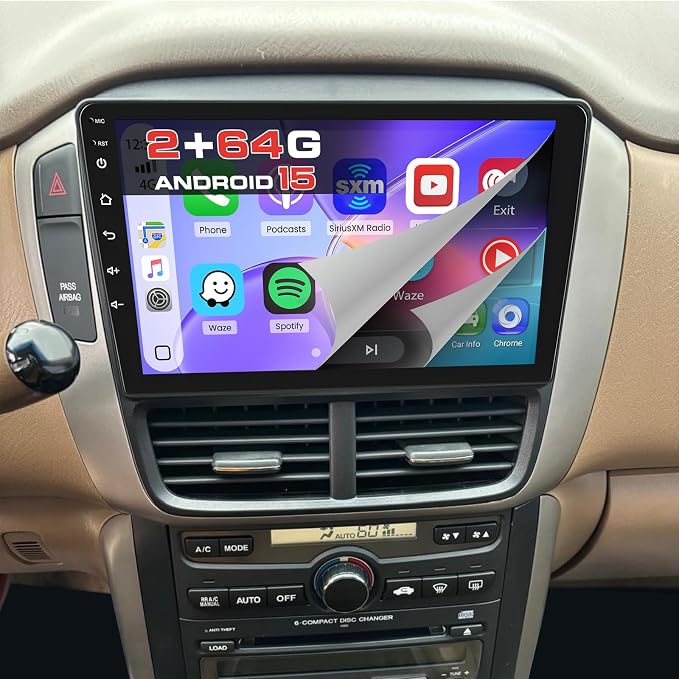 [DSP & EQ] 2+64G Car Radio for Honda Pilot 2006-2008 with Wireless Carplay/Android Auto, 9 Inch Touch Screen for Pilot Car Stereo with Bluetooth, GPS Navi, 5GHz WiFi, 28UI, FM/RDS + Backup Camera