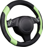 Line Rider Microfiber Leather Sporty Steering Wheel Cover Universal Fits for 95% Truck,SUV,Cars 14.5-15inch, Anti-Slip Safety Comfortable Design (Glows Lime Fluorescent Green)