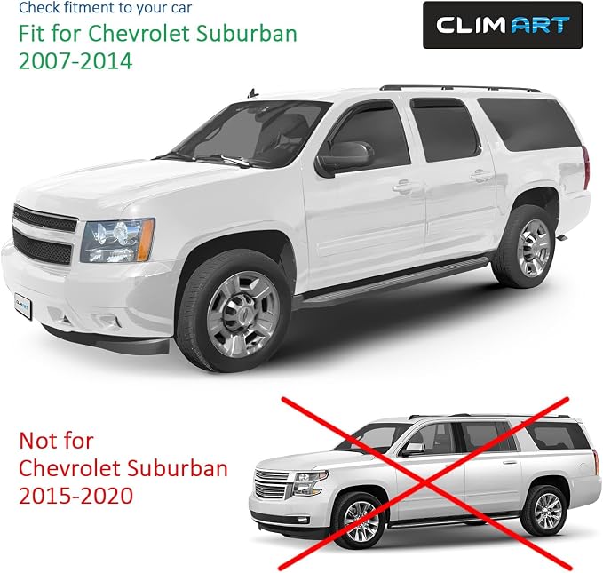 in-Channel Incredibly Durable Rain Guards for Chevrolet (Chevy) Suburban 1500 2007-2014/Suburban 2500 2007-2013, Original Window Deflectors, Vent Window Visors, Vent Deflector, 4 pcs.- 607180